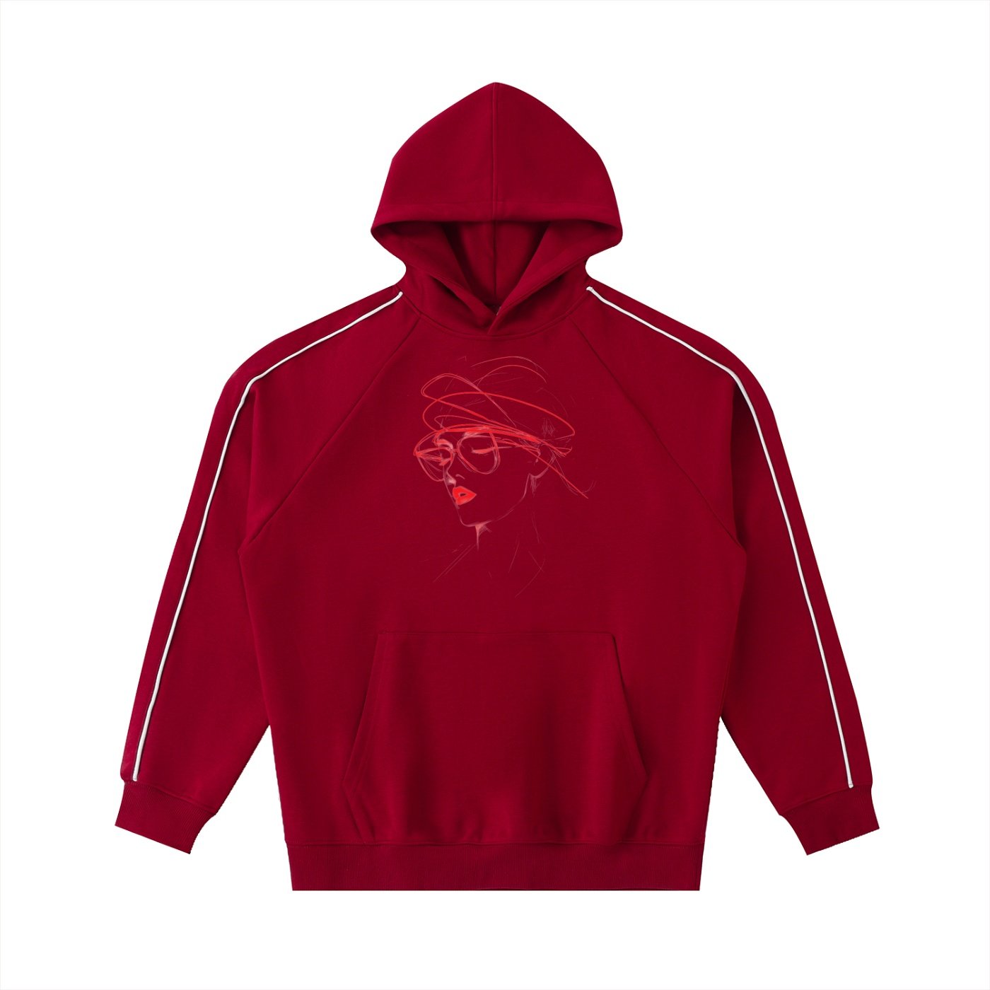 Contrast Piping Raglan Hoodie - Image 9