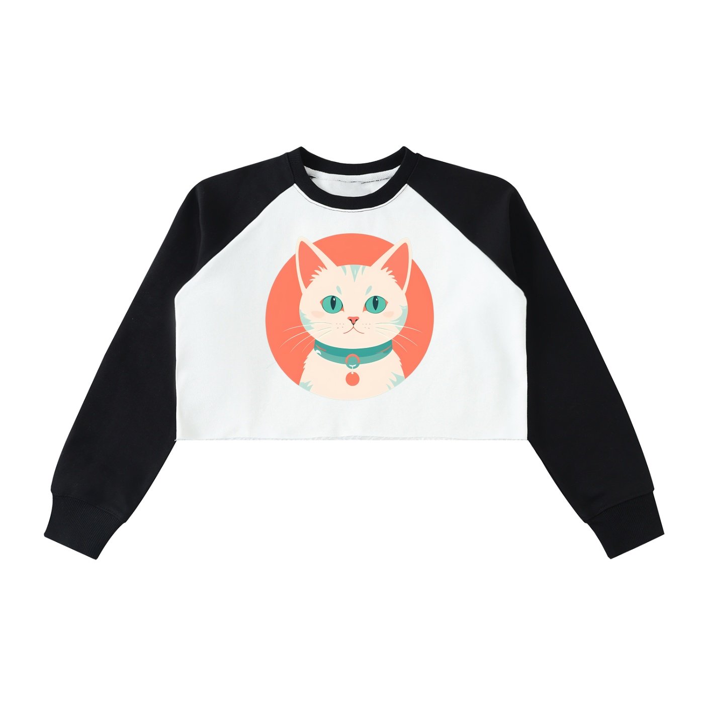 Raw-Hem Color-Block Raglan Crop Sweatshirt - Image 3