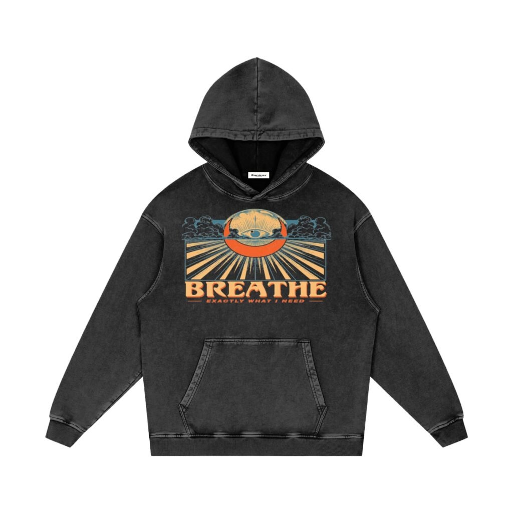 Snow Washed Loose Cotton Hoodie