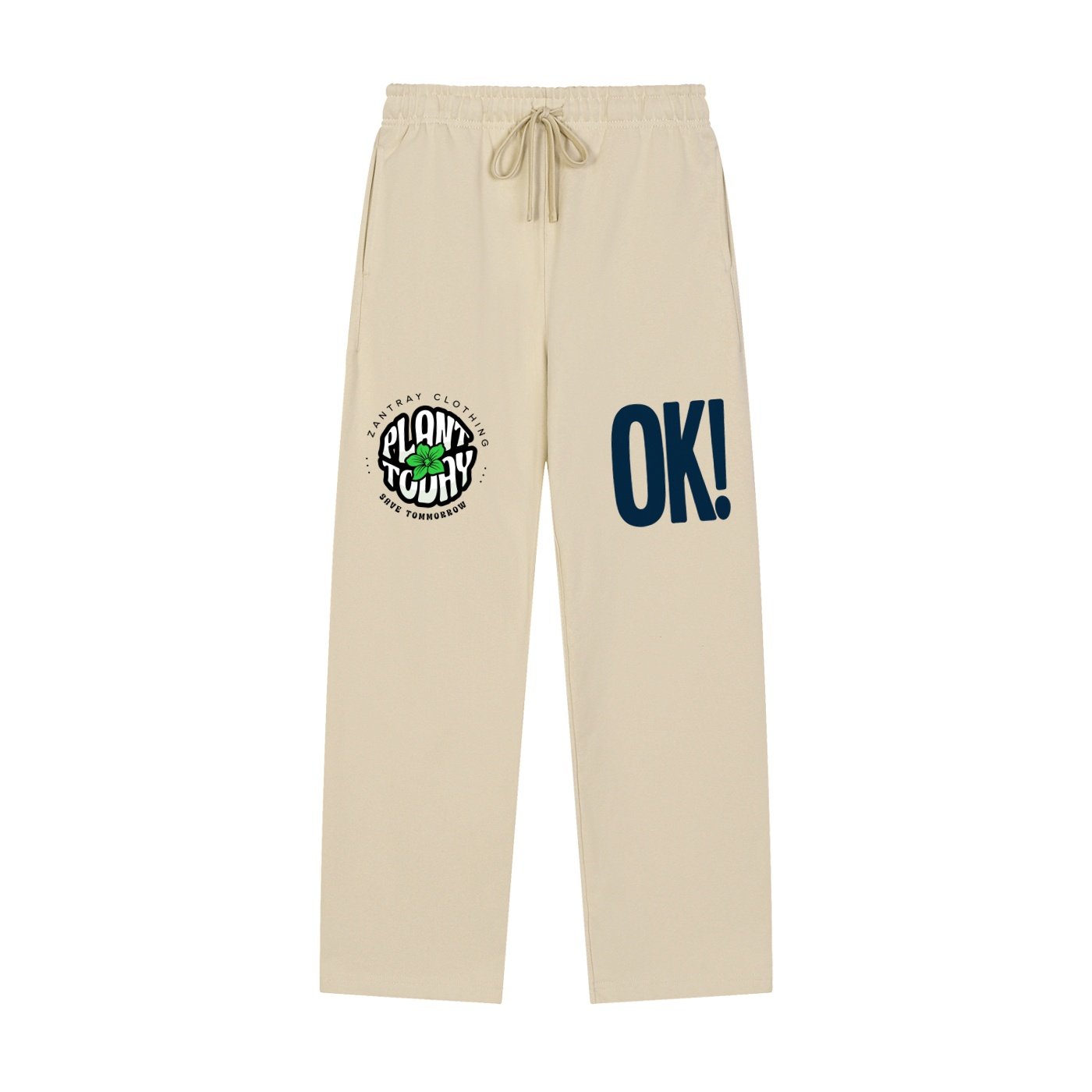 Solid Color Straight-Leg Sweatpants - Image 3