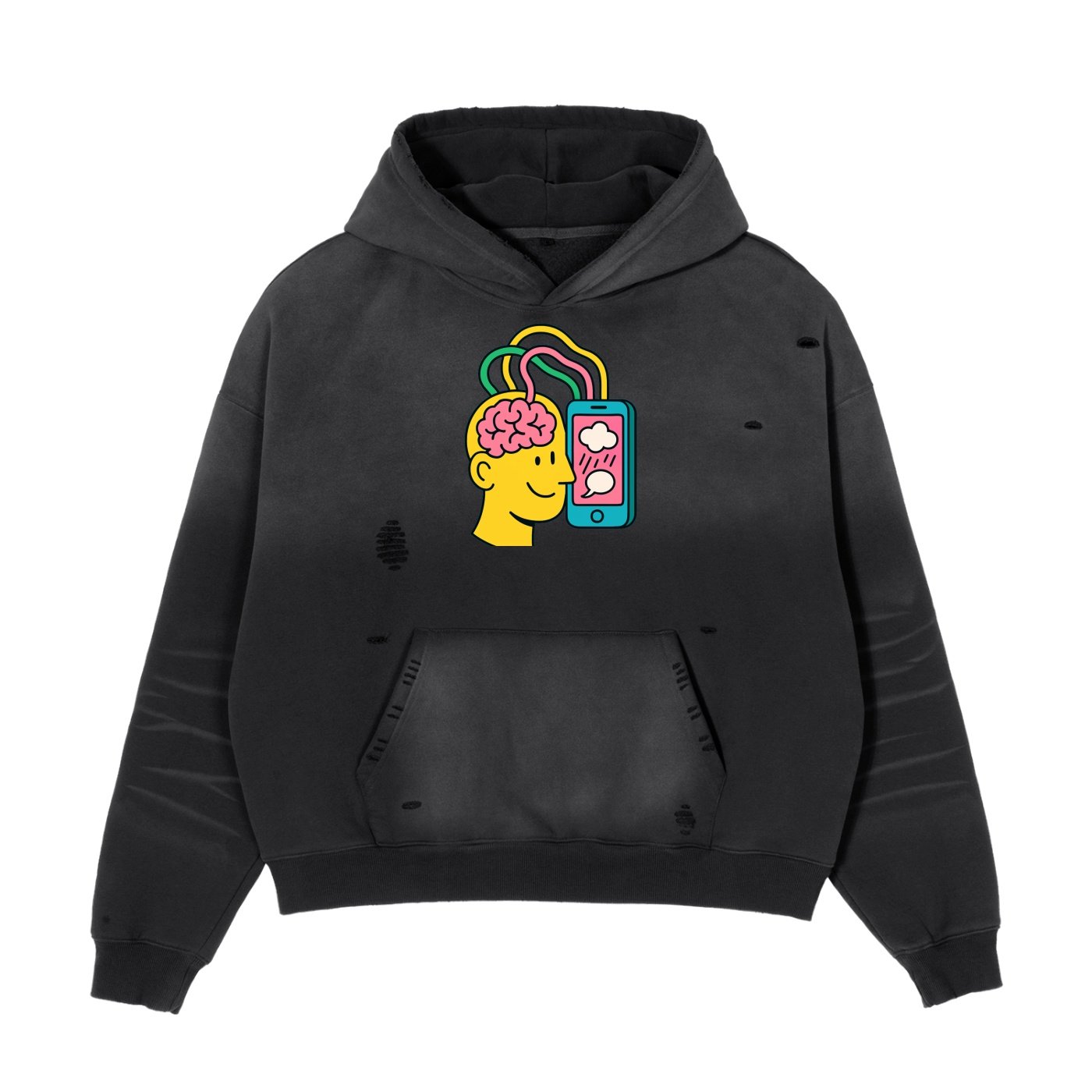 Frayed Sunfade Boxy Fleece Hoodie - Image 3
