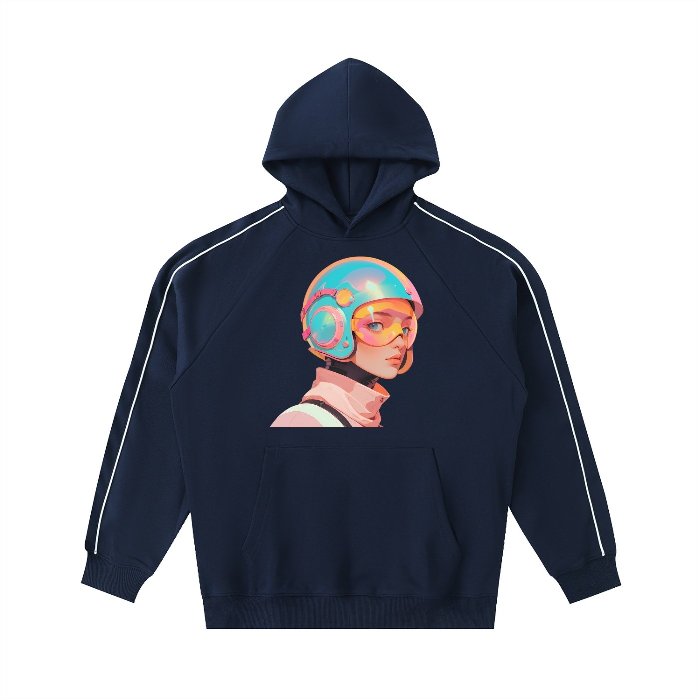 Contrast Piping Raglan Hoodie - Image 11