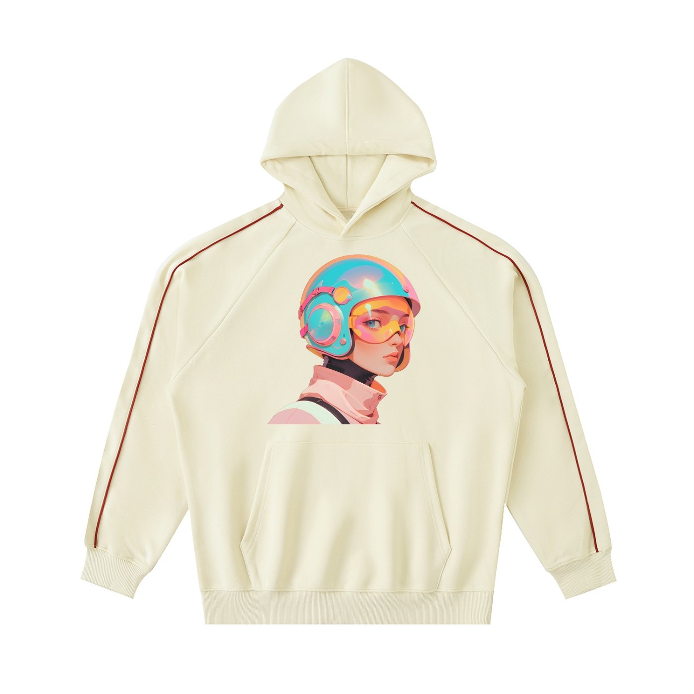 Contrast Piping Raglan Hoodie - Image 5
