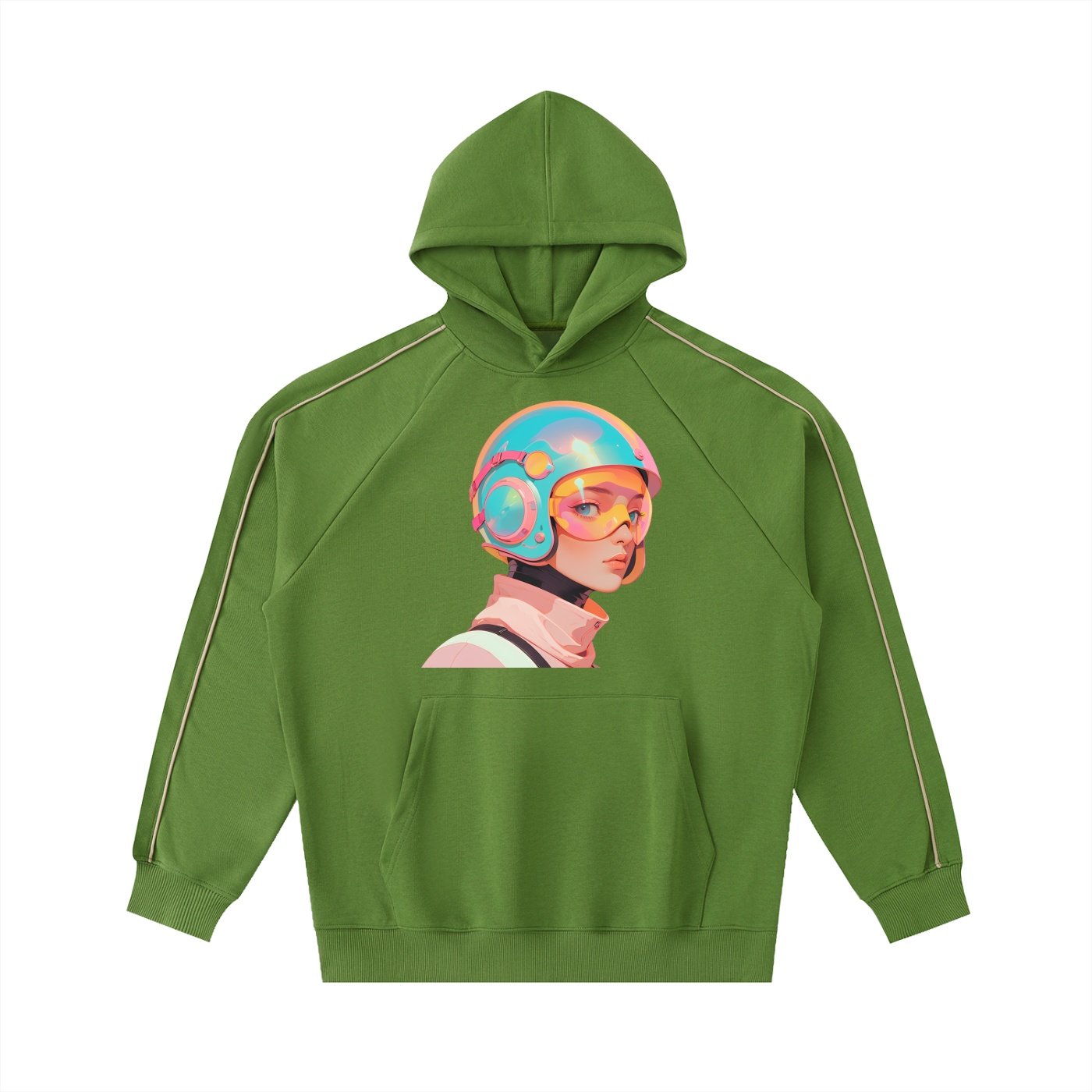 Contrast Piping Raglan Hoodie - Image 7
