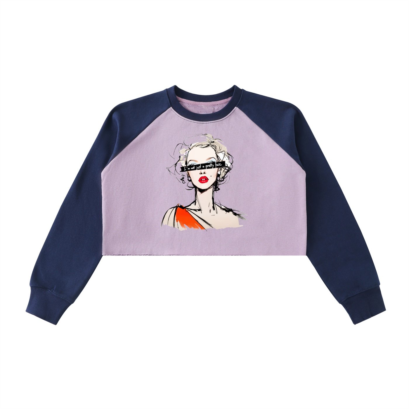 Raw-Hem Color-Block Raglan Crop Sweatshirt - Image 7