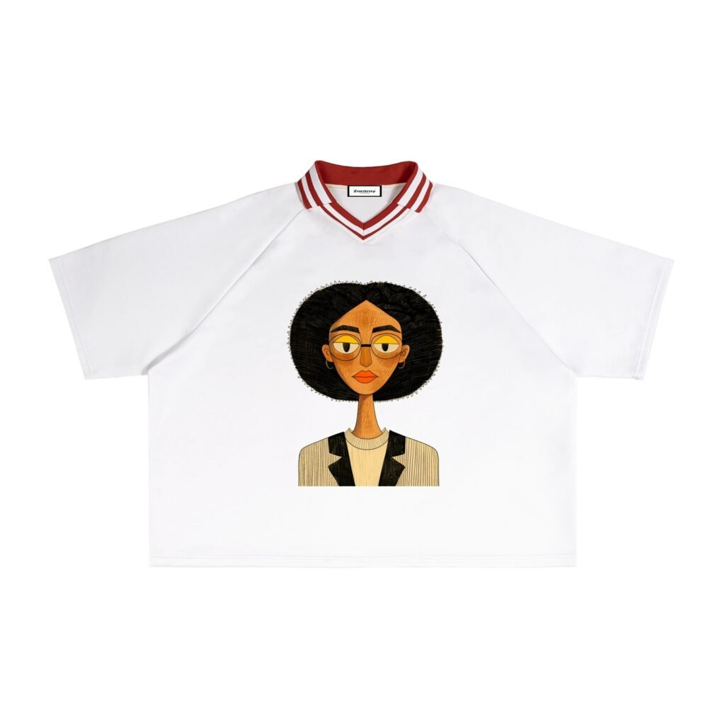 Contrast Lapel Collar Boxy T-Shirt