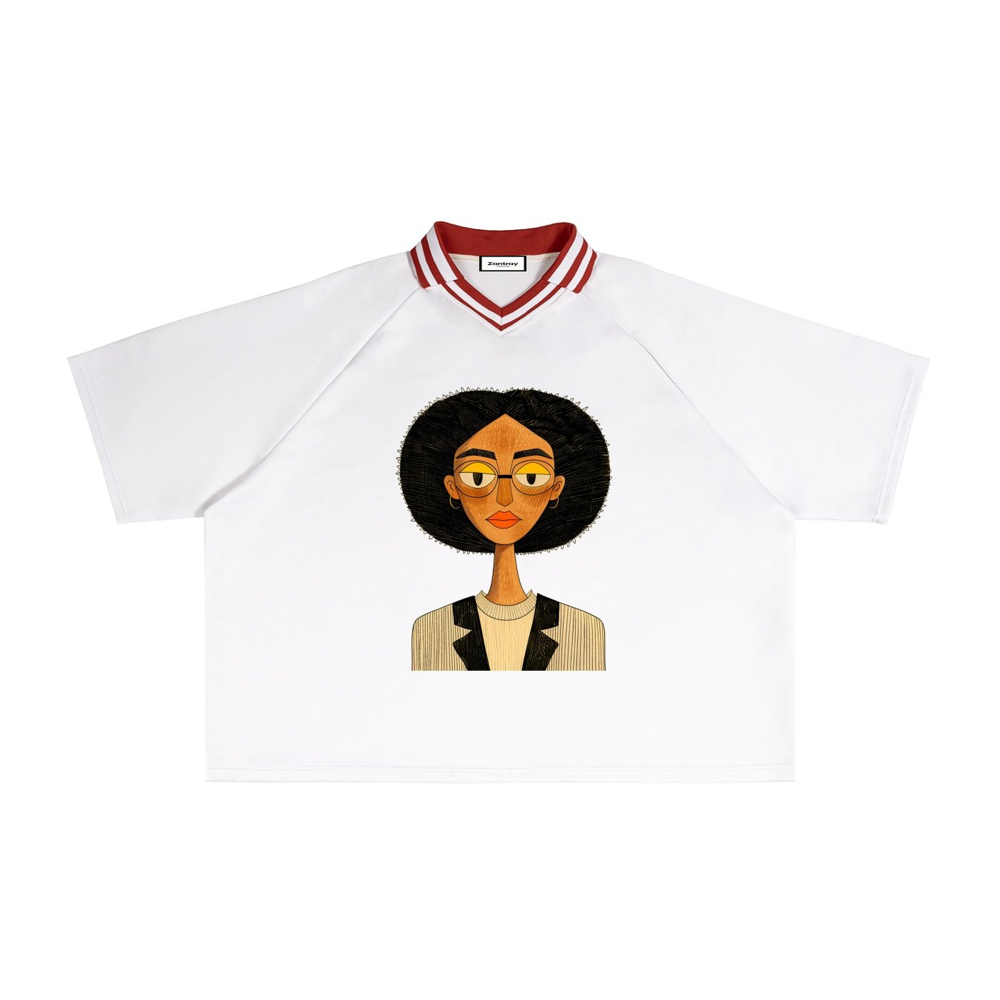 Contrast Lapel Collar Boxy T-Shirt