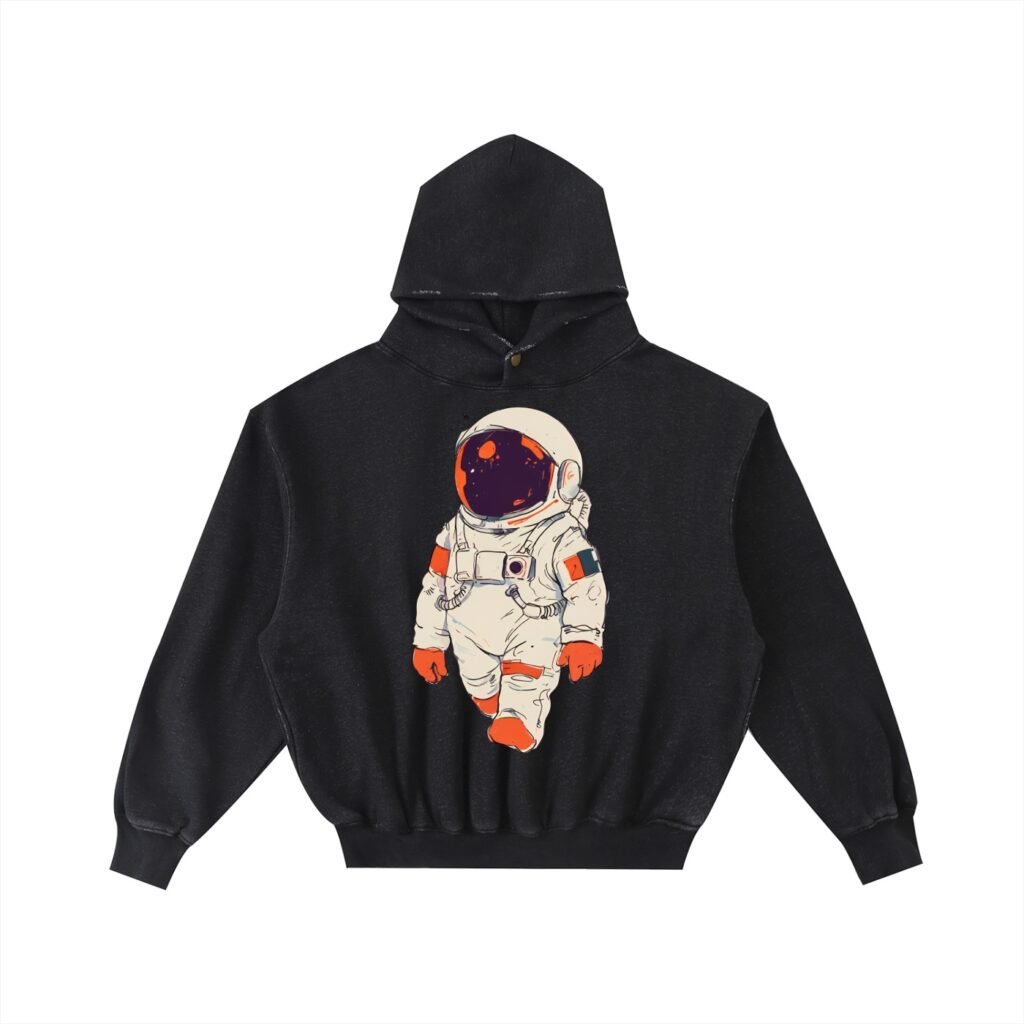 Frayed Enzyme Washed Fleece Hoodie