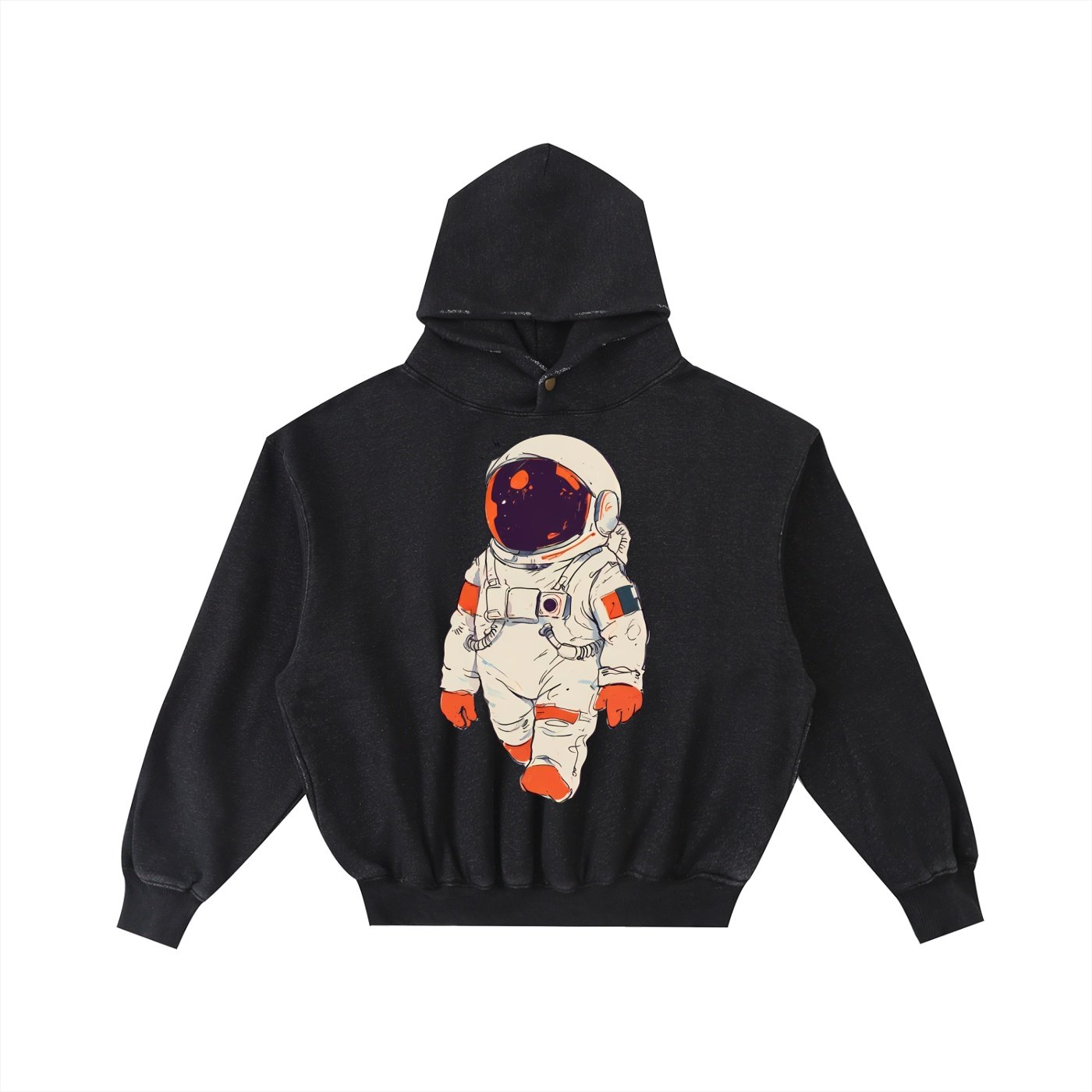 Frayed Enzyme Washed Fleece Hoodie
