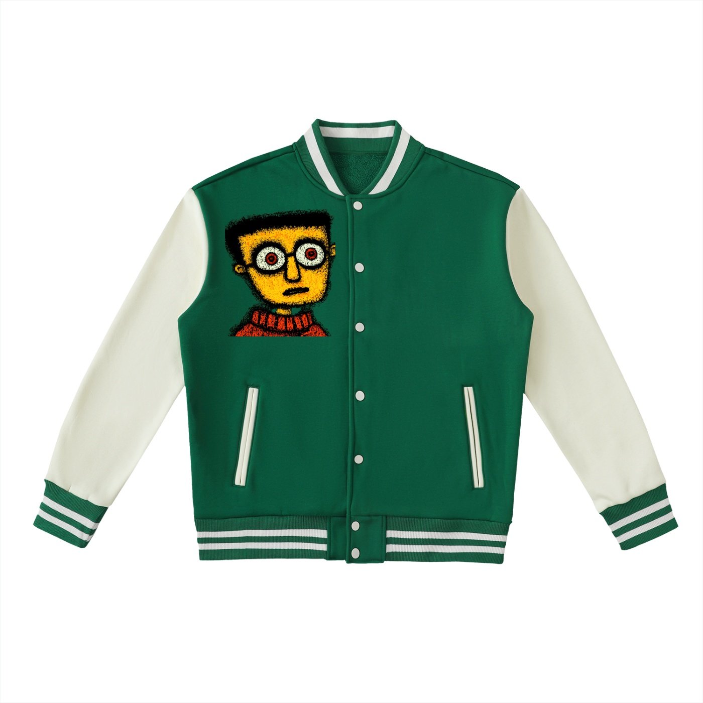 Two-Tone Fleeced Varsity Jacket - Image 7