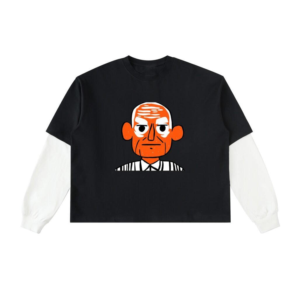 Layered Contrast Sleeve Cotton T-Shirt