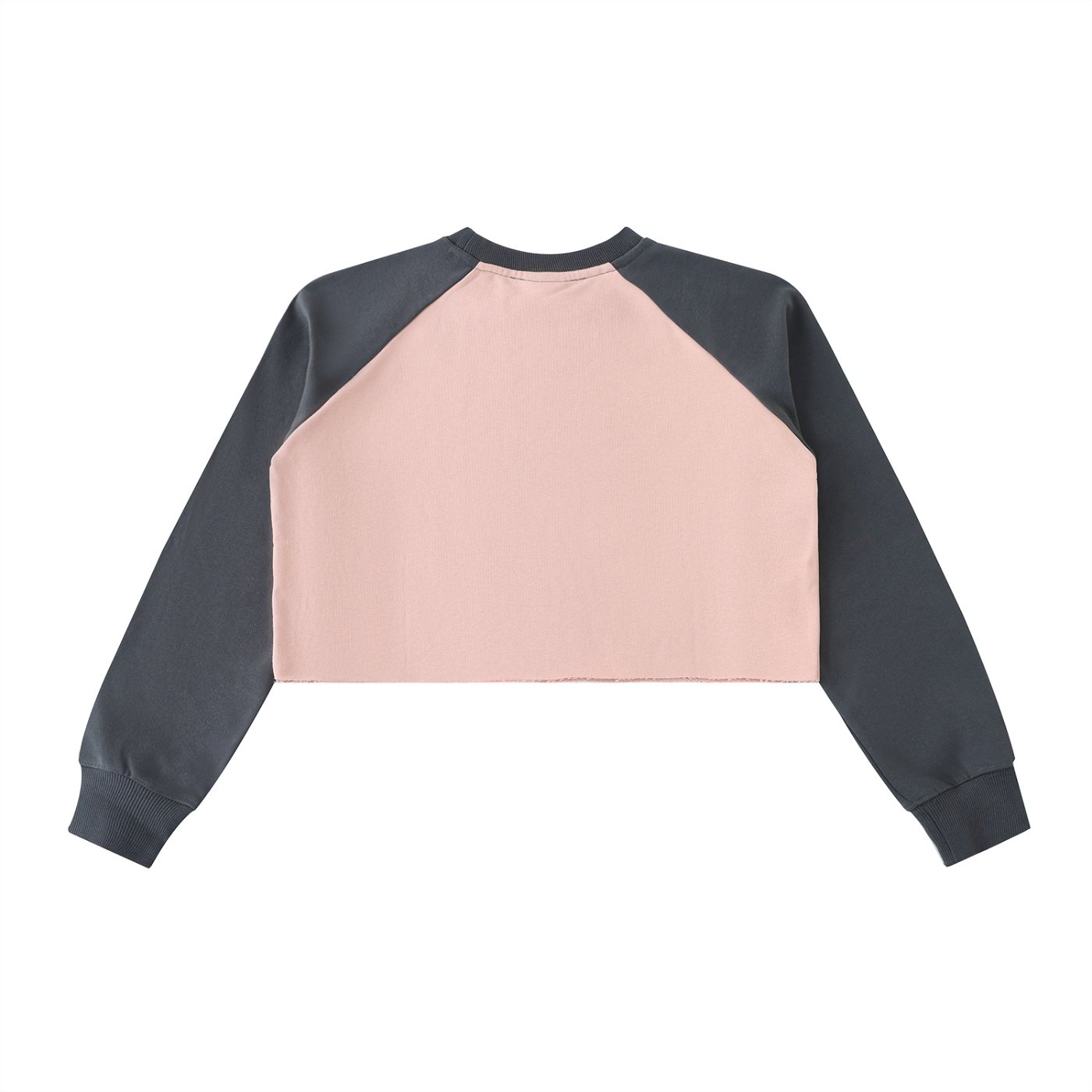 Raw-Hem Color-Block Raglan Crop Sweatshirt - Image 2