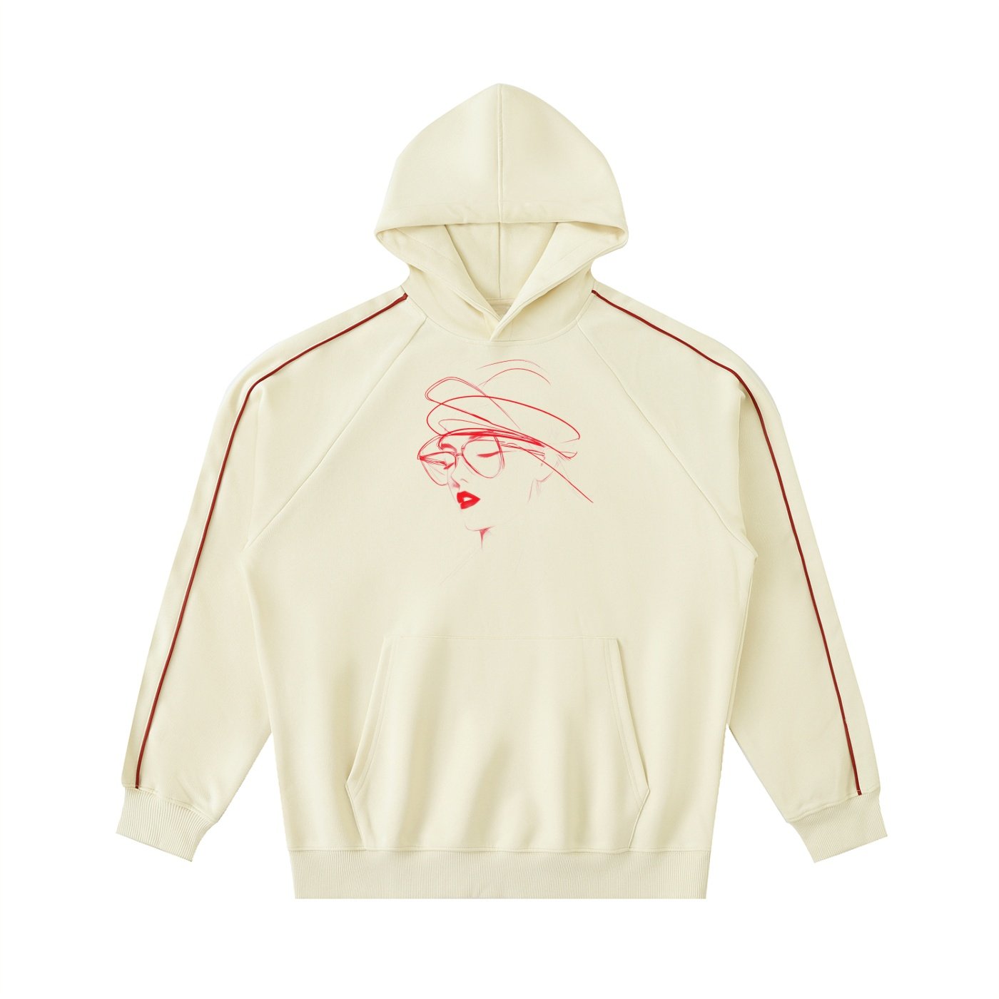 Contrast Piping Raglan Hoodie - Image 5