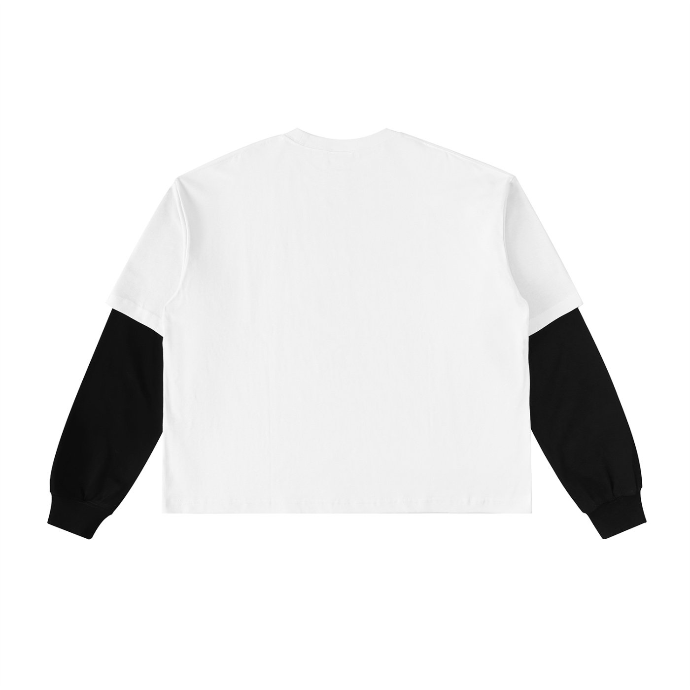Layered Contrast Sleeve Cotton T-Shirt - Image 4