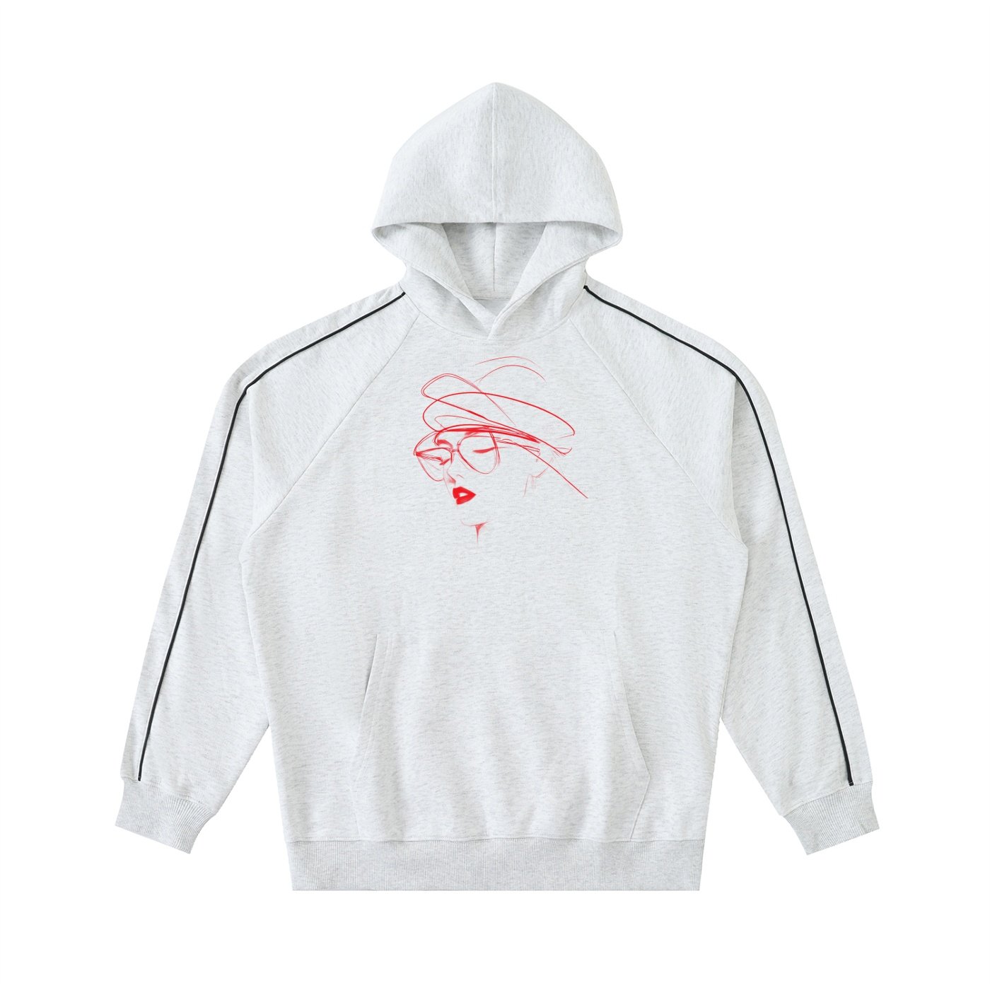 Contrast Piping Raglan Hoodie - Image 3