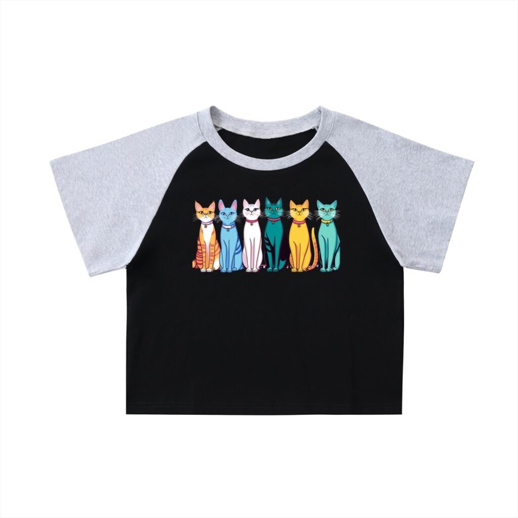 Color-Blocked Raglan Sleeve Crop Top
