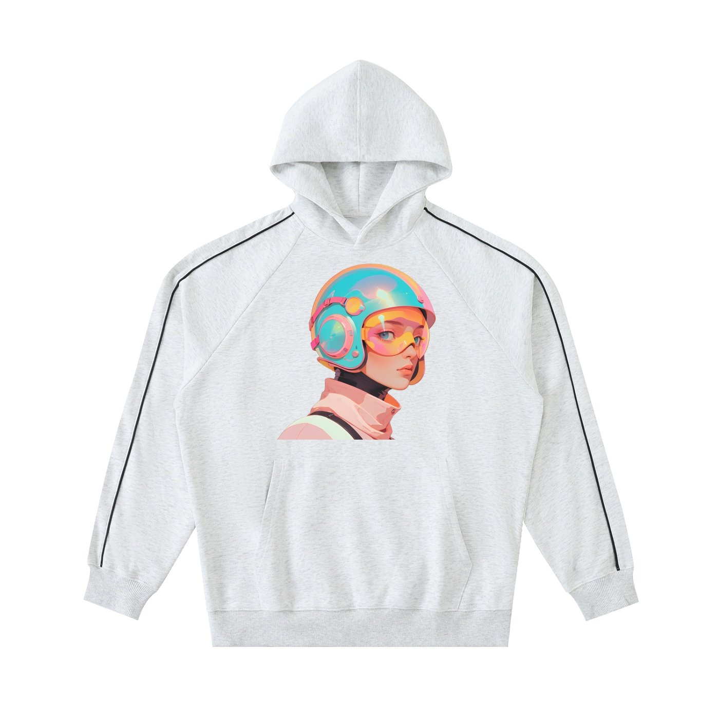 Contrast Piping Raglan Hoodie - Image 3