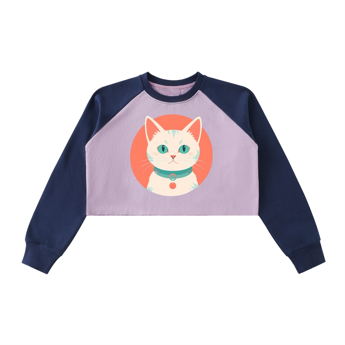 Raw-Hem Color-Block Raglan Crop Sweatshirt - Image 7