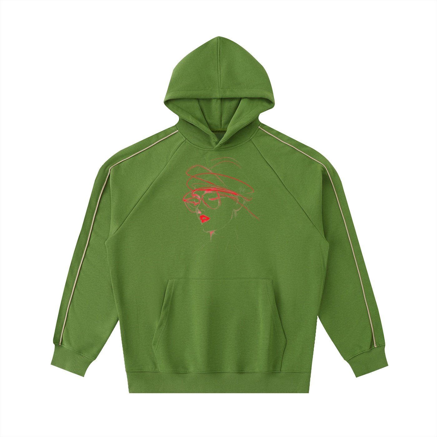 Contrast Piping Raglan Hoodie - Image 7