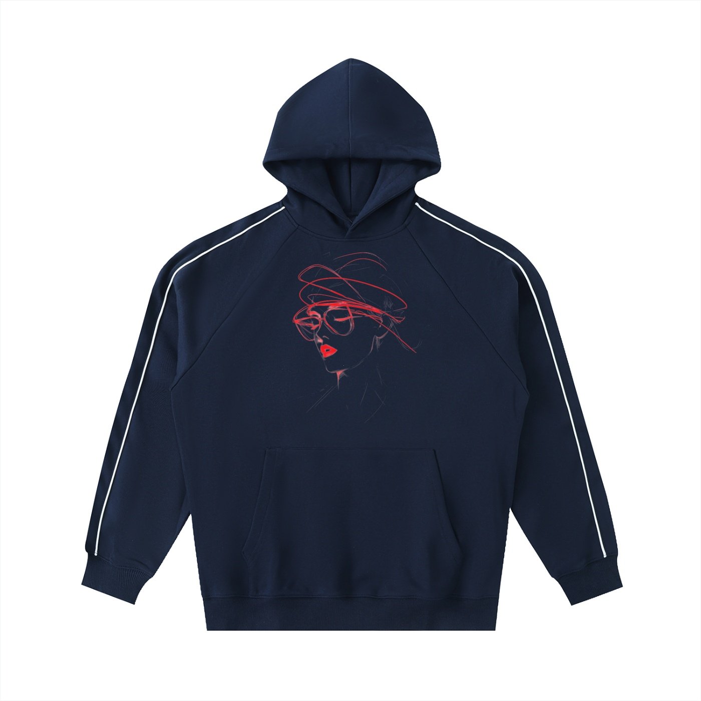 Contrast Piping Raglan Hoodie - Image 11