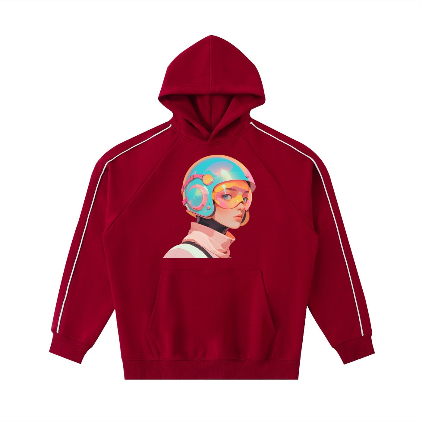 Contrast Piping Raglan Hoodie - Image 9