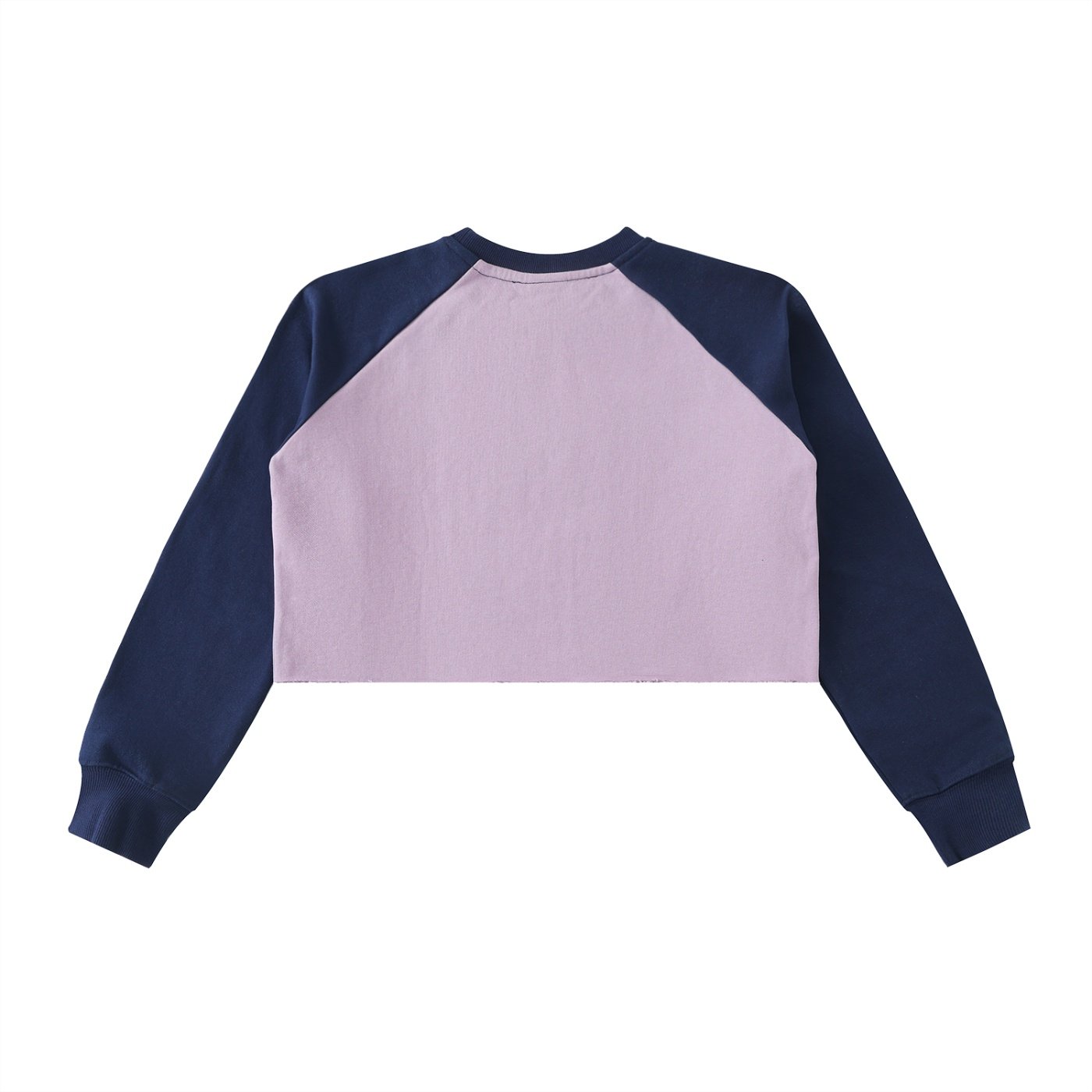 Raw-Hem Color-Block Raglan Crop Sweatshirt - Image 4