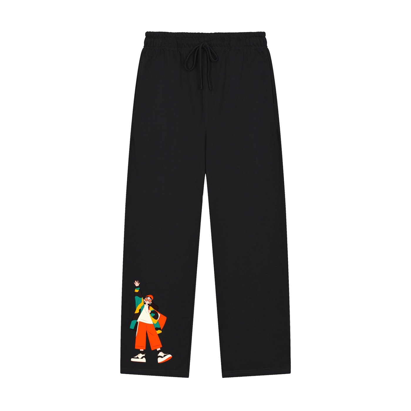 Solid Color Straight-Leg Sweatpants