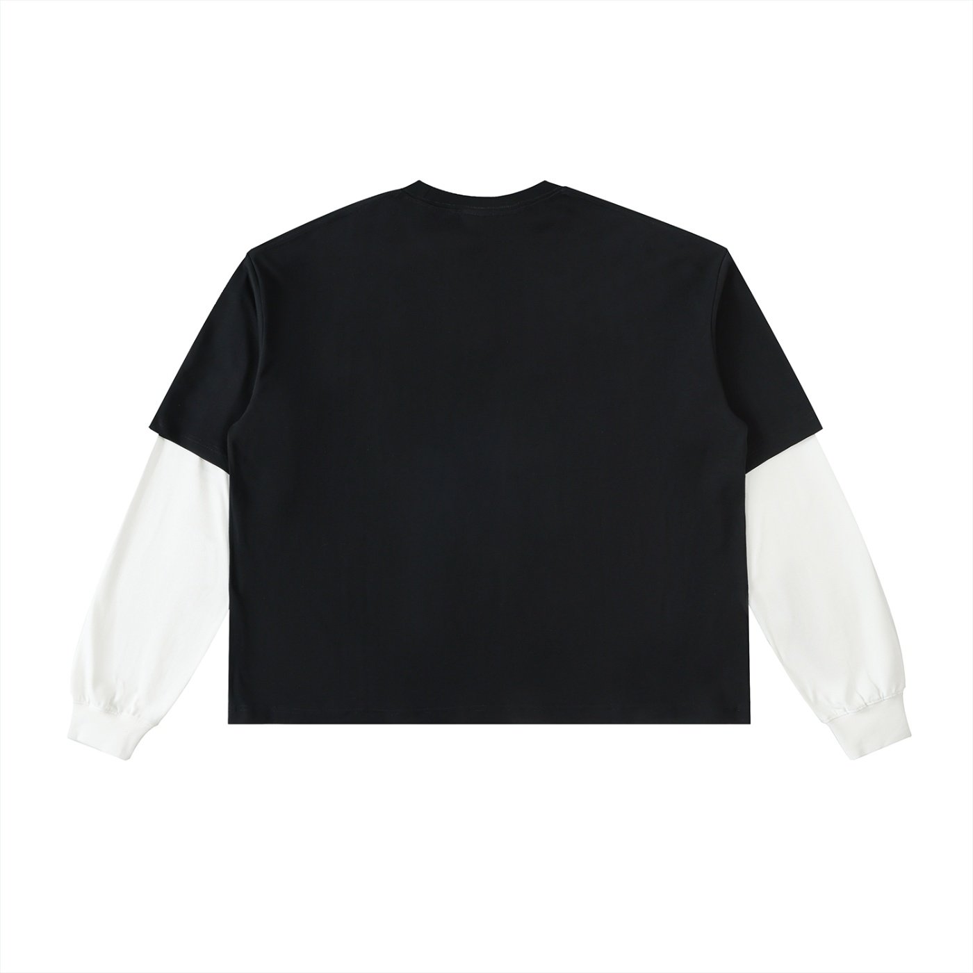 Layered Contrast Sleeve Cotton T-Shirt - Image 2