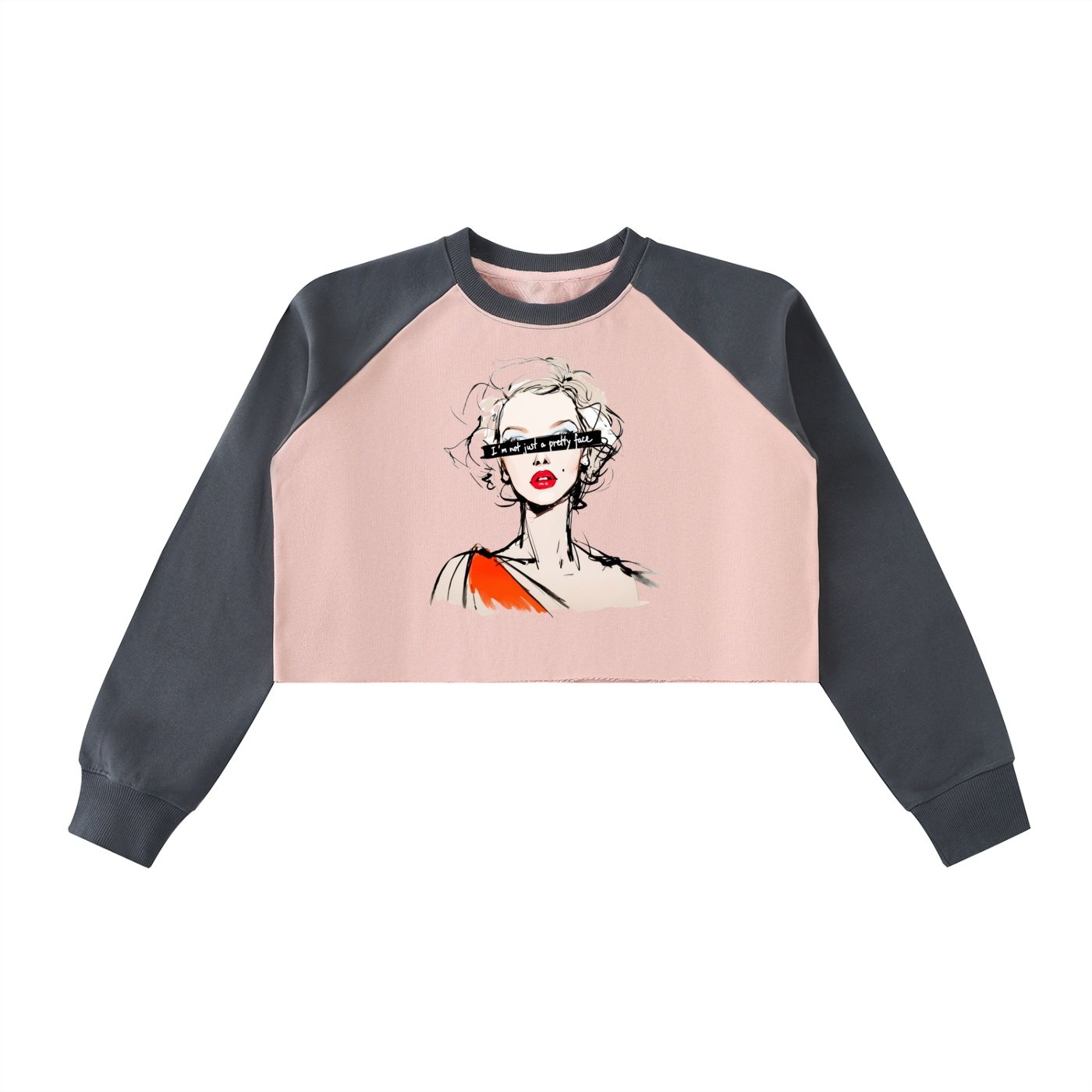 Raw-Hem Color-Block Raglan Crop Sweatshirt - Image 5