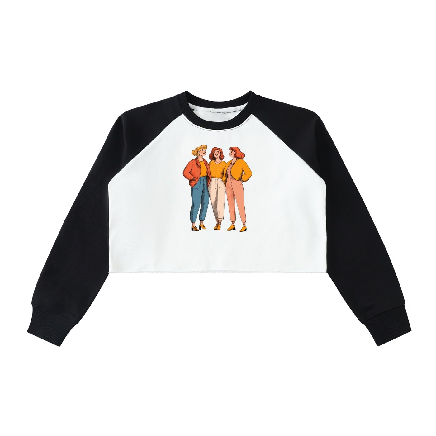Raw-Hem Color-Block Raglan Crop Sweatshirt - Image 5