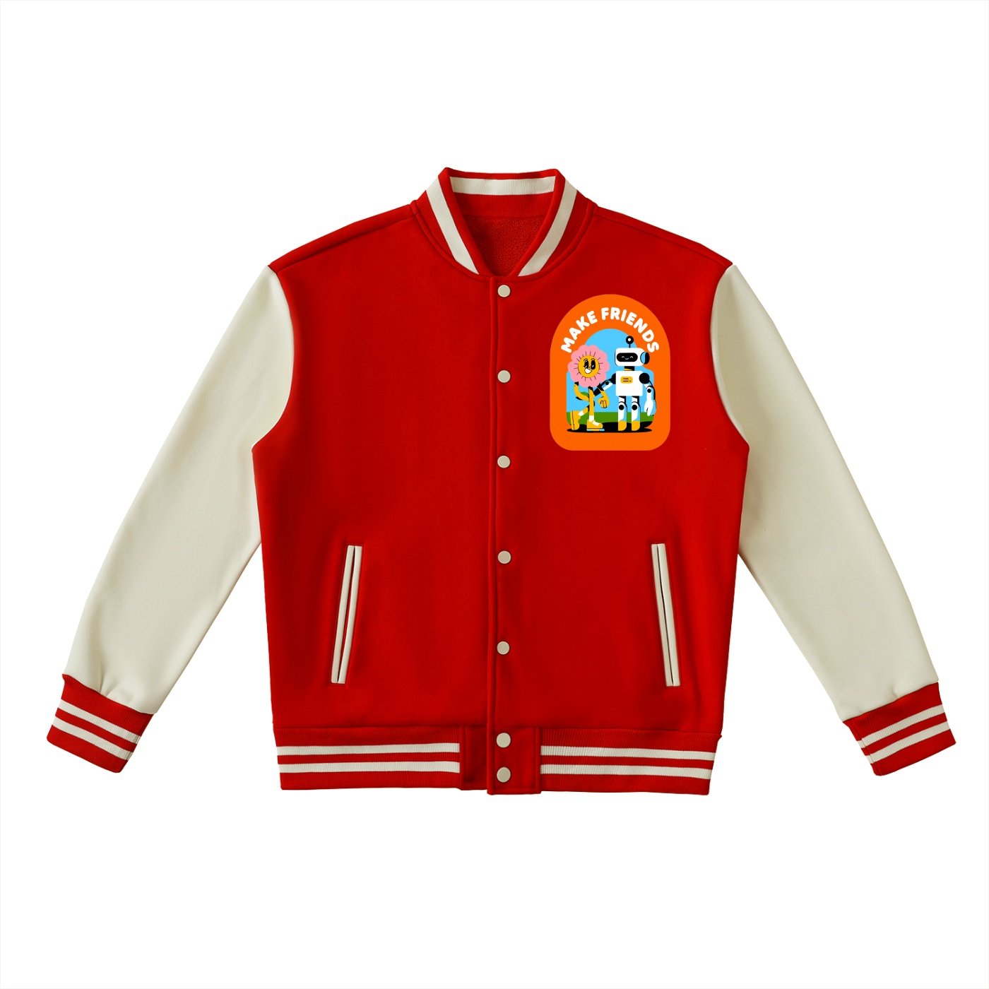 Two-Tone Fleeced Varsity Jacket - Image 3