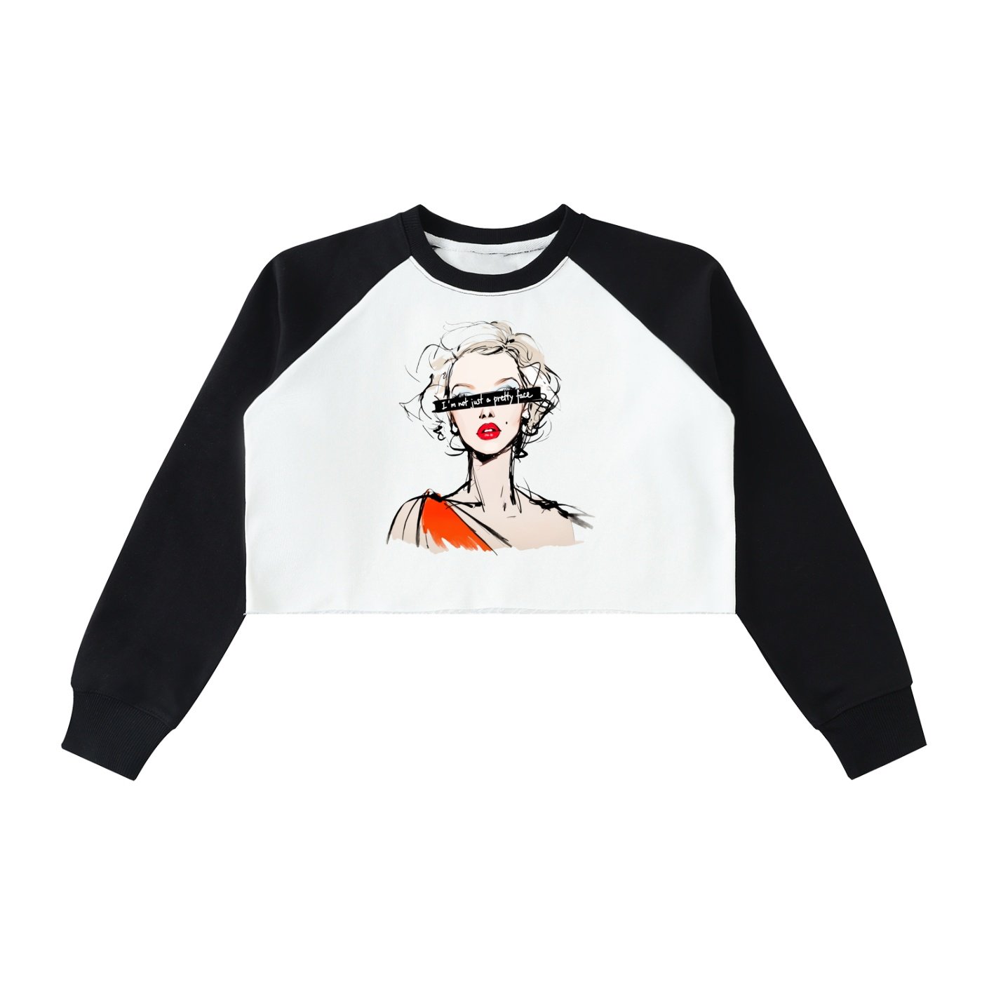 Raw-Hem Color-Block Raglan Crop Sweatshirt - Image 3