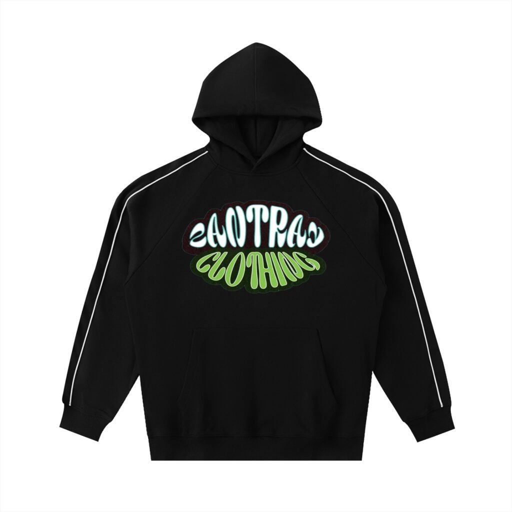 Contrast Piping Raglan Hoodie