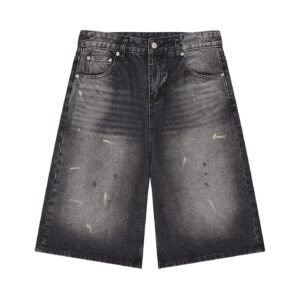 Men’s Vintage Wash Wide Leg Denim Shorts