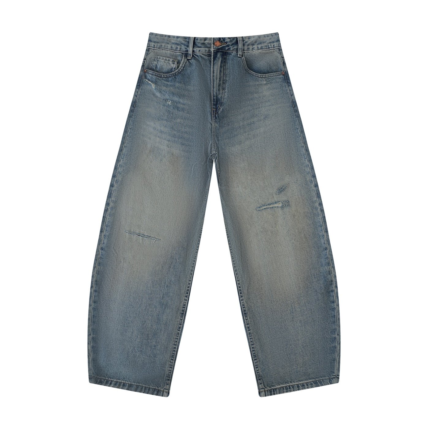 Men's Distressed Barrel Leg Jeans