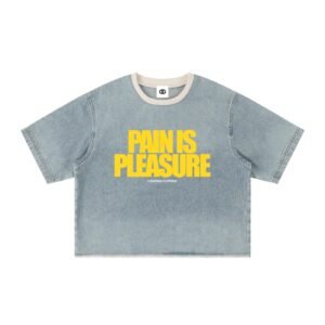 Unisex Vintage Wash Boxy Raw Hem Denim T-Shirt