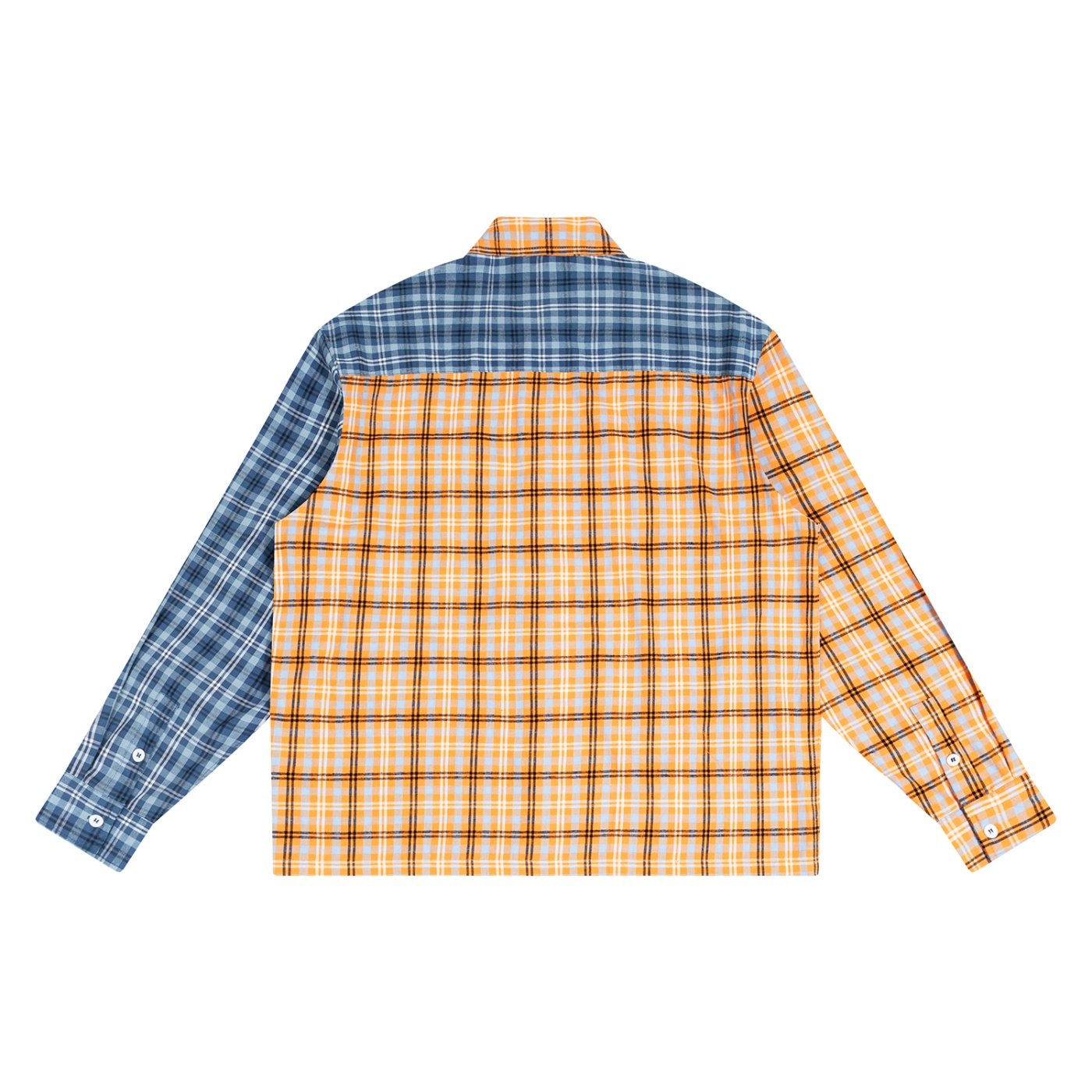 Unisex Oversized Plaid Color Block Shirt - Image 6