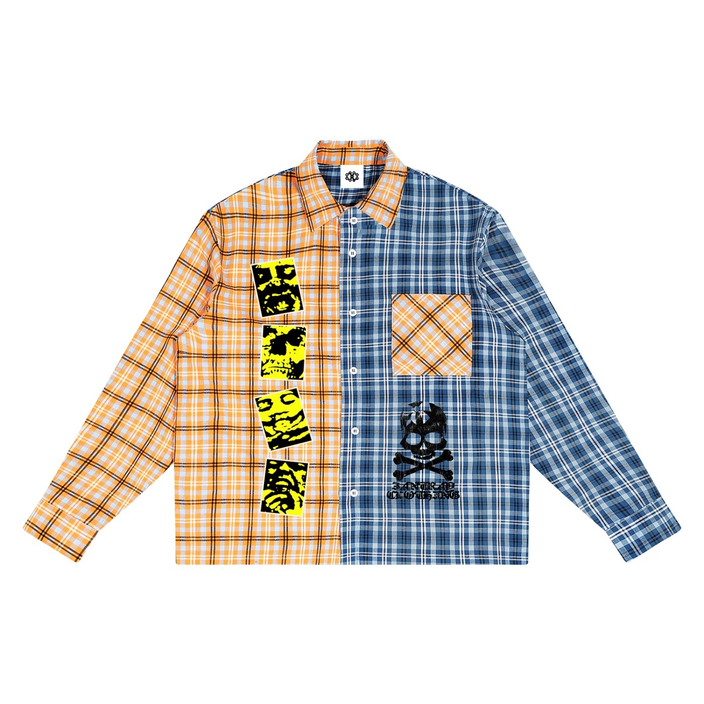 Unisex Oversized Plaid Color Block Shirt - Image 5