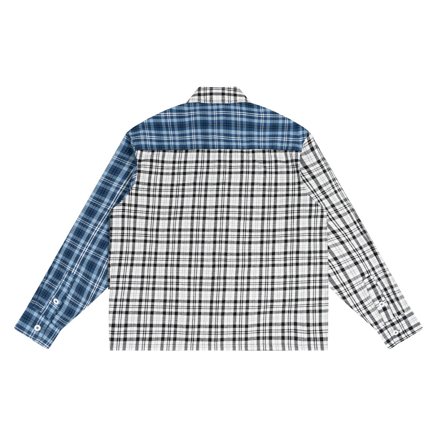 Unisex Oversized Plaid Color Block Shirt - Image 2