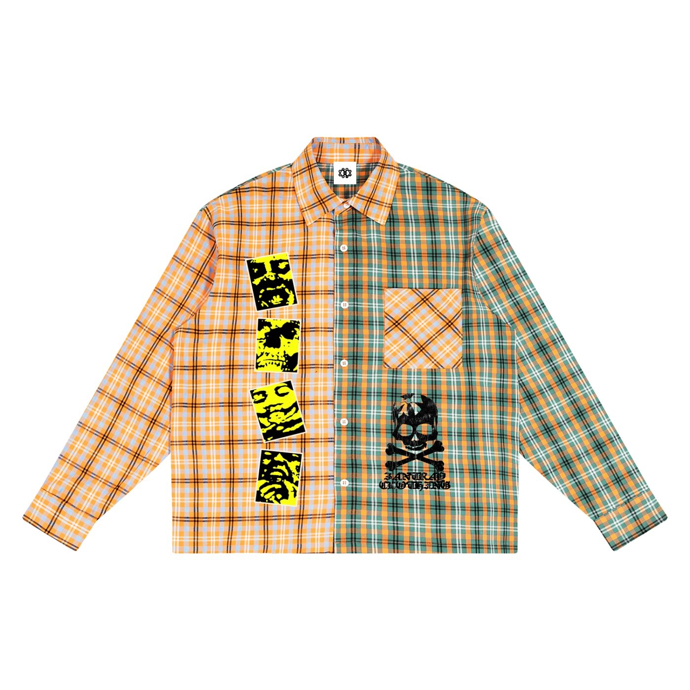 Unisex Oversized Plaid Color Block Shirt - Image 3