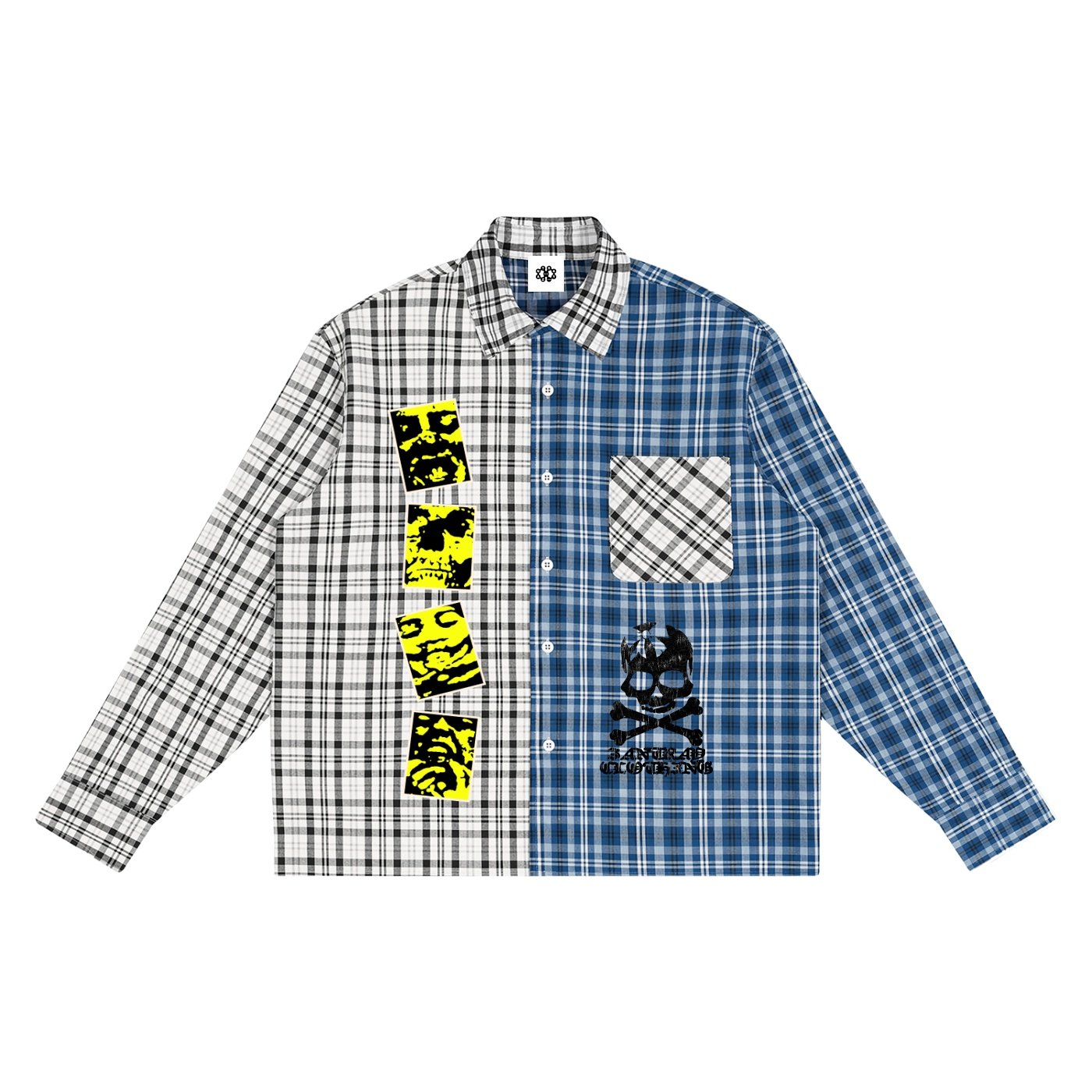 Unisex Oversized Plaid Color Block Shirt